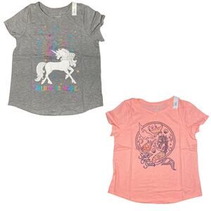 NWT 2 Piece So Favorite Graphic Kids Tee Shirt Girls Size 16 Plus Curved Hem